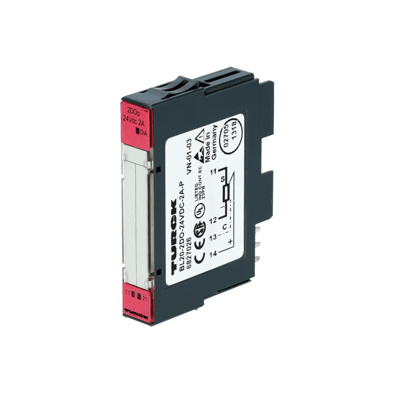Módulo de Expansión para PLC, 2 Salidas Digitales - BL20 Turck - BL20-2DO-24VDC-2A-P - 6827026 