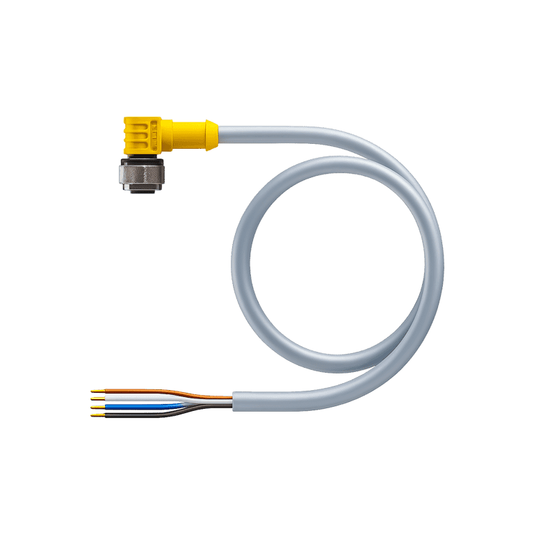 Cable Moldeado 4 Pines Hembra M12 Codo - 4 Pines Puntas, 2 metros - Turck WK 4.4T-2/SV  - U0886-44