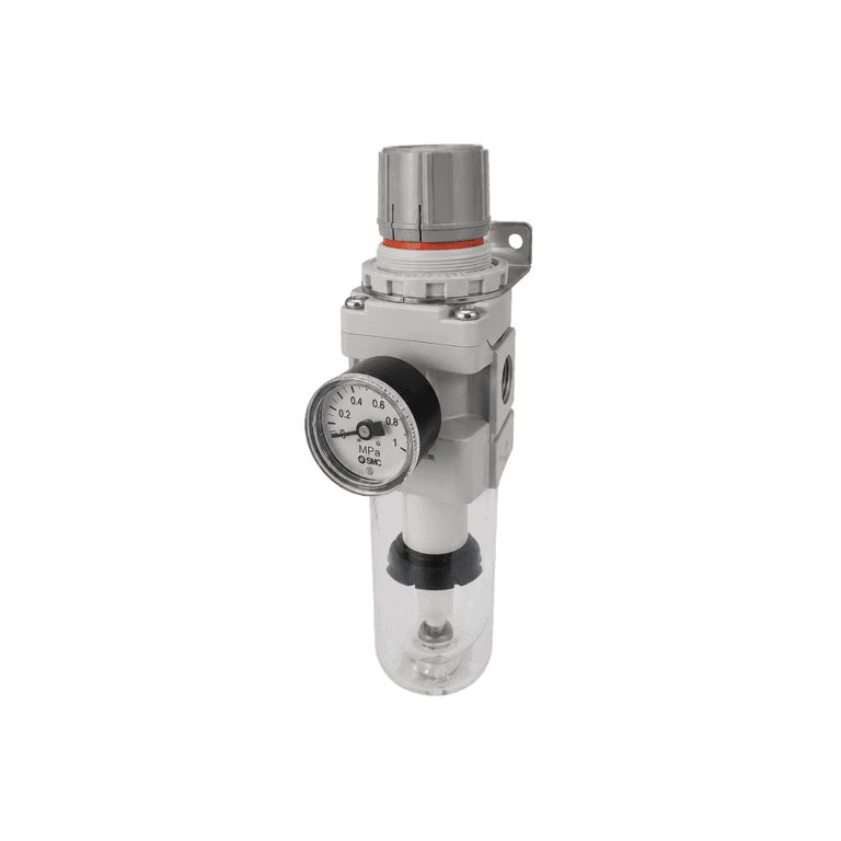 Filtro Regulador 0.05 a 0.7 MPa 5 μm 1/2 RC Bracket Purga Automática Manómetro Vaso Policarbonato - SMC AW40-04BCG-A - 198230