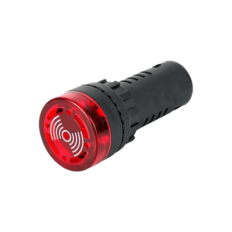 Piloto Zumbador Luminoso Monolítico Fijo Rojo con LED 24 vcd / 24 VCA, montaje ø 22 mm, IP20 - Chint ND16-22F AC/DC 24V Red - 593381 