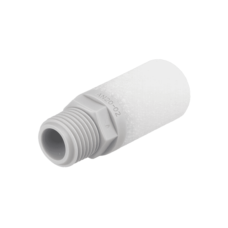 Silenciador Neumático RC 1/4" Macho, Cuerpo de Resina Absorción Resina Sinterizada, 30 dB, 1.0 MPa - SMC AN20-02 - 182130