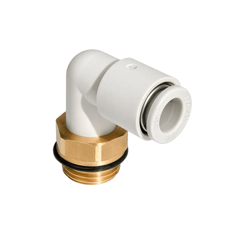 Conector Neumático Rápido Codo Manguera 4 mm x Uni 1/8" Macho, Plástico - SMC KQ2L04-U01A - 195339