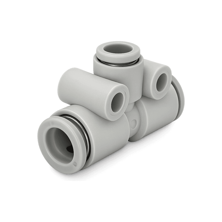 Conector Neumático Rápido T Manguera 8 mm x Manguera 6 mm Plástico - SMC KQ2T08-06A - 195529