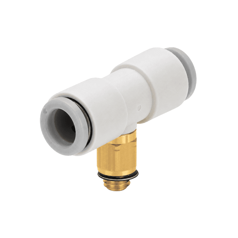 Conector Neumático Rápido T Manguera 4 mm x M5 Macho, Plástico - SMC KQ2T04-M5A - 195498