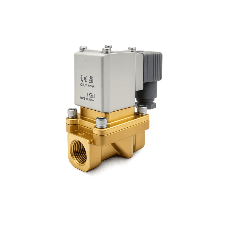 Válvula de Proceso para Agua, 2 Vías, NC, Simple Efecto, Latón, Sellos NBR, 24 VCD, Conector DIN con LED y Supresor de Picos - SMC VXZ242FZ2CB - 211159