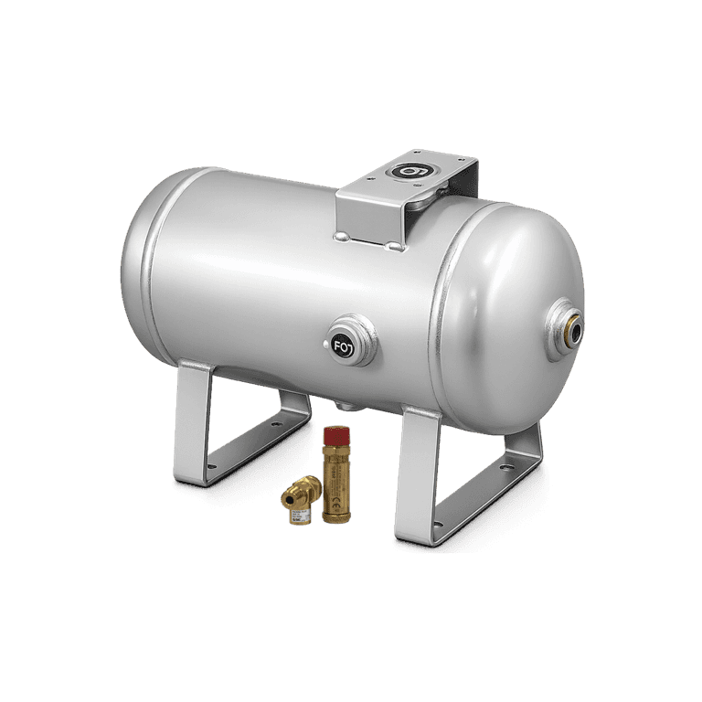 Tanque de Aire 10 litros 1/2" RC de Acero al carbón con Válvula de Seguridad, Válvula de Drenaje, 2.0 MPa - SMC VBAT10A1-SV - 163095