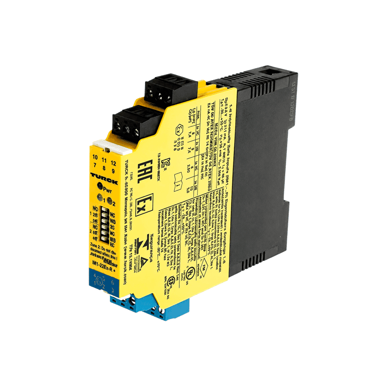 Barrera ATEX, amplificador aislado de conmutación 2 Canales, Entrada NAMUR / Contacto Seco, Salida Relevador, Aislamiento Galvánico Completo, IP20 - Turck IM1-22EX-R - 7541231
