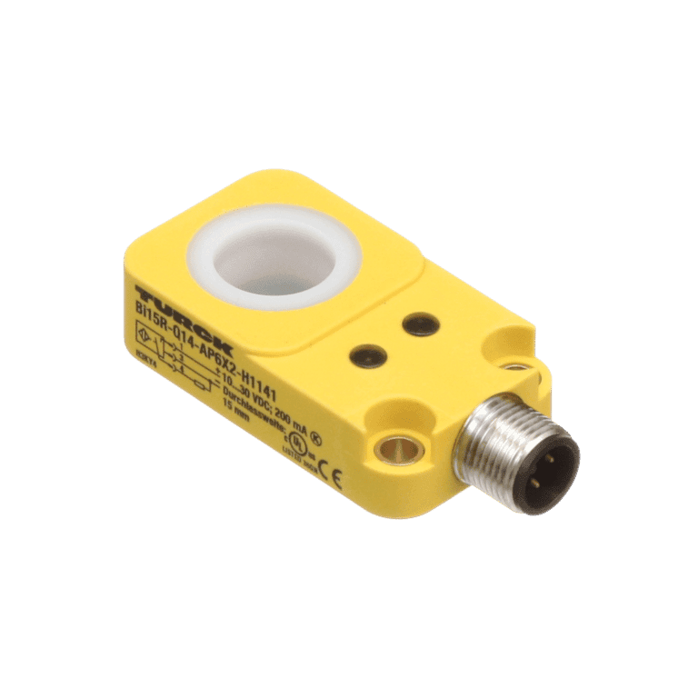 Sensor Inductivo Rectangular 14 mm, 6 mm, Salida a transistor (PNP), 3 hilos DC, Conector M12, 10 ~ 30 VCD, IP67 - Turck BI6R-Q14-AP6X2-H1141 - 1407000