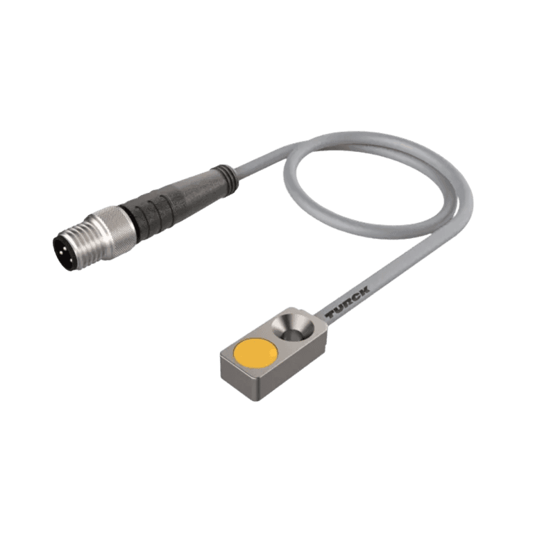 Sensor Inductivo Rectangular 4.7 mm,  2 mm, Salidas a Transistor (PNP) 3 hilos DC Cable de 2 metros, 10 ~ 30 VCD, IP67 - Turck BI2-Q4.7-AP6X - 1614000