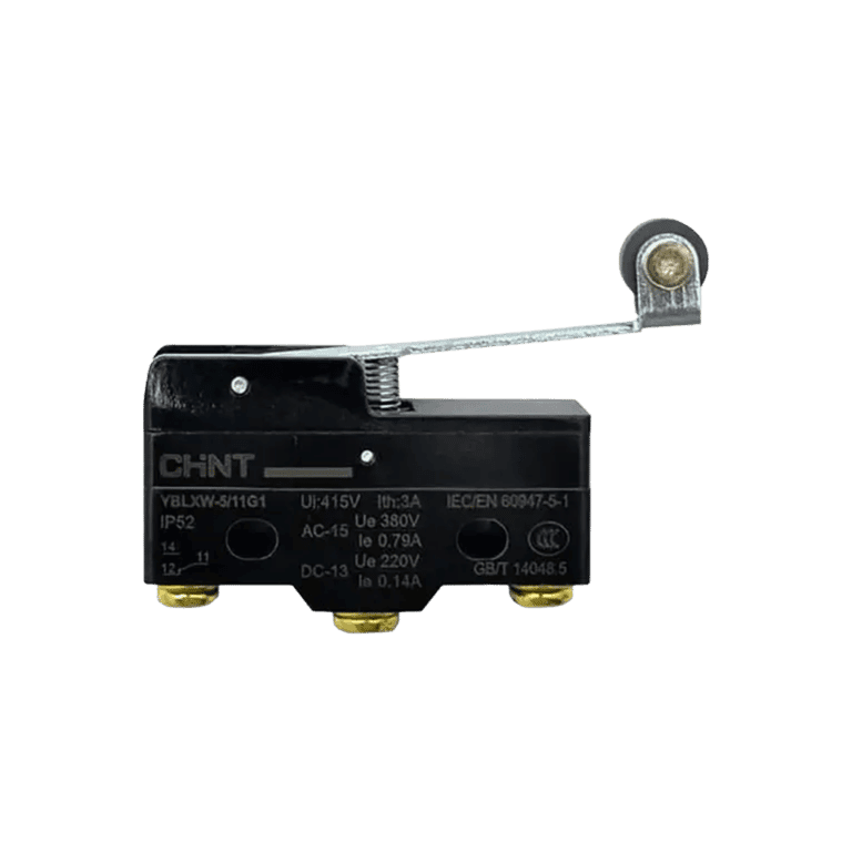 Microinterruptor Limit Switch Palanca Larga con Rodillo 1 NO NC, IP52 - Chint YBLXW-5/11G1 - 466051