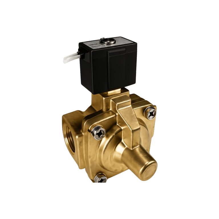 Válvula de Proceso 1" NPT para Agua 2 vías,  Simple Efecto NC On/Off, cuerpo Latón, Sellos NBR, Pilotaje Eléctrico 110 VAC Terminal DIN (con luz/supresor de picos de tensión) - SMC VXP2260-10N-3DZ  - 009818