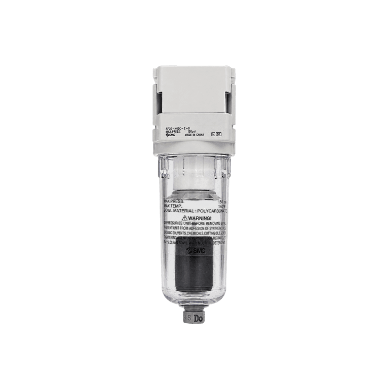 Filtro 5 μm para Aire Comprimido 5 μm 1/4" NPT Con purga automática Vaso Policarbonato - SMC AF20-N02C-Z-D - 413168