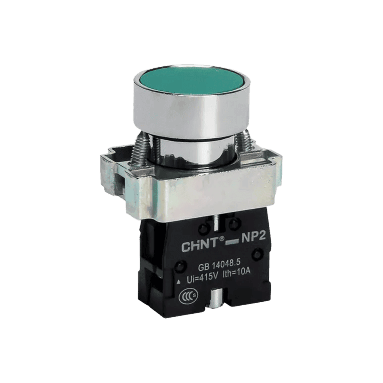 Pulsador Momentáneo Metálico Verde Rasante 1 NC montaje ø 22 mm - Chint NP2-BA32 - 573956