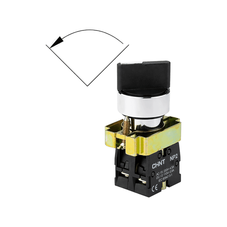 Selector 2 Posiciones con Auto-retorno Metálico 2 NO Color Negro montaje ø 22 mm  - Chint NP2-BD43 - 573983