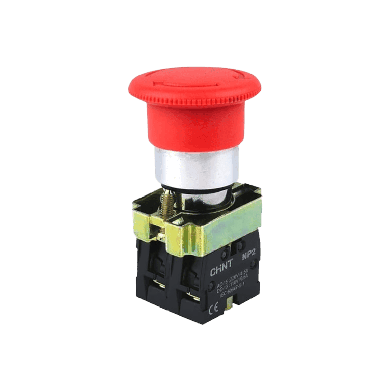 Botón Hongo Paro de Emergencia Girar para Liberar 2 NC Metálico Rojo cabeza ø 40 mm, montaje ø 22 mm, NP2 - Chint - NP2-BS544 - 573887 
