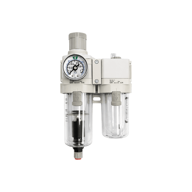 Unidad de Mantenimiento FRL 2 Módulos, 0.05 - 0.85 MPa, 5 μm 1/2" NPT Purga Automática, Manómetro Vaso Policarbonato - SMC AC40A-N04CG-Z-D - 375413