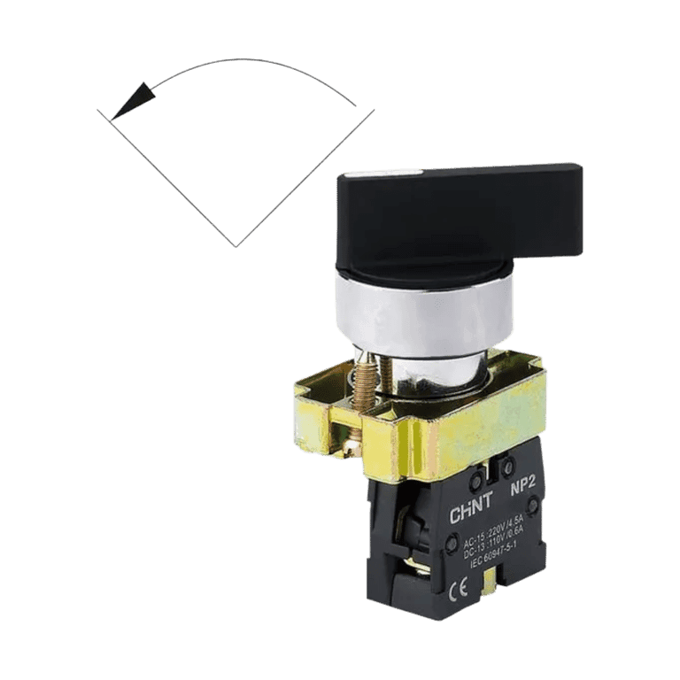 Selector 2 Posiciones con retorno Metálico Maneta Larga 1 NO Negro montaje ø 22 mm - Chint NP2-BJ41 - 573994