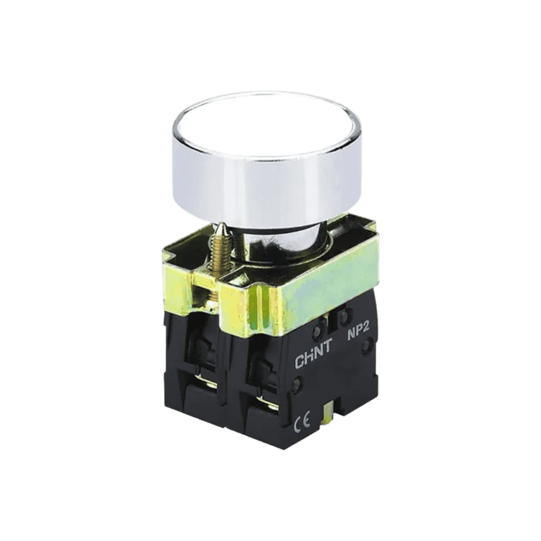 Pulsador Momentáneo Metálico Blanco Rasante 2 NC montaje ø 22 mm - Chint NP2-BA14 - 573960