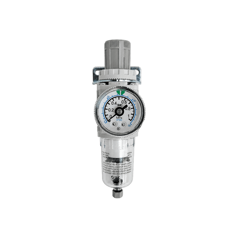 Filtro Regulador 0.05 a 0.85 MPa, 5 μm, 1/4" NPT Manómetro, Bracket Vaso Policarbonato - SMC AW20-N02BG-Z-D - 409594