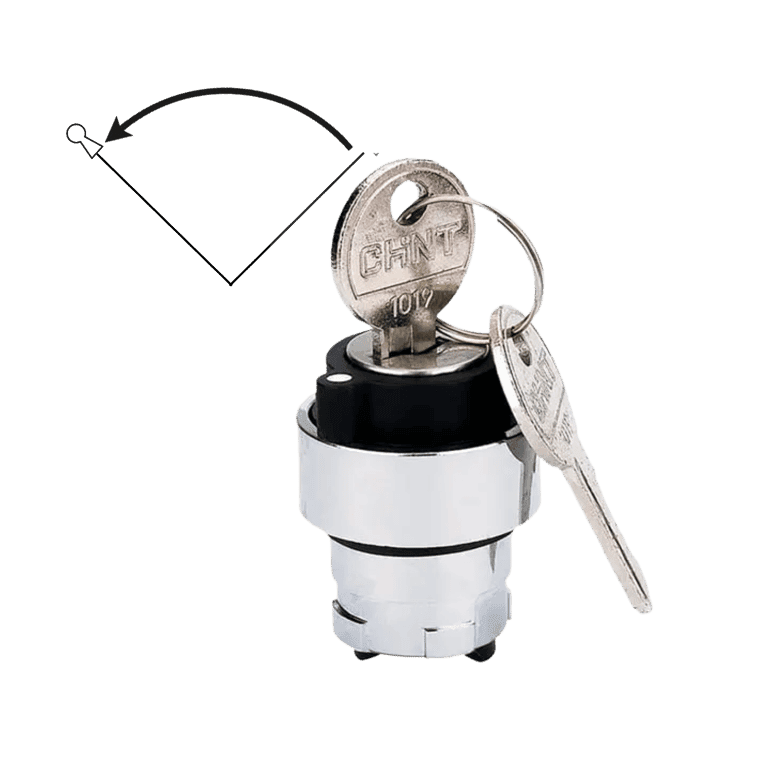 Cabeza de Selector 2 Posiciones Metálico con Retorno liberar llave solo una posición , montaje ø 22 mm - Chint NP2-BG4 - 575823 