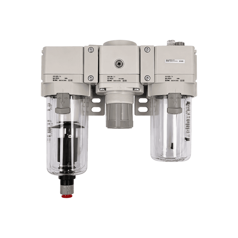 Unidad de Mantenimiento FRL 3 Módulos, 0.05 - 0.85 MPa, 5 μm 1/2" NPT Purga Automática, Vaso Policarbonato - SMC AC40-N04C-Z-D - 442205