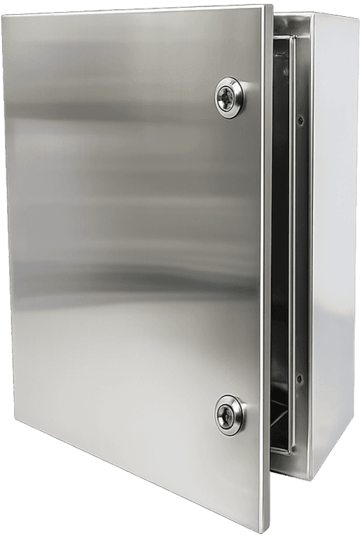 Gabinete metálico Acero Inoxidable 500 x 400 x 200mm IP66, NEMA 4X, con Llave, Placa de Montaje - Derrant DE54200-INOX