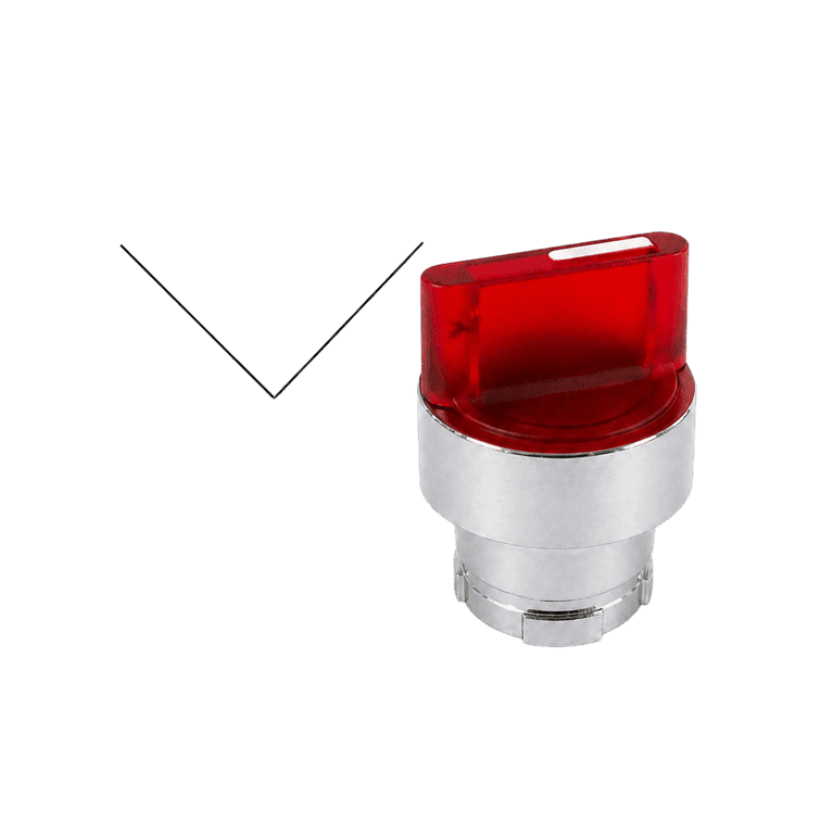 Cabeza de Selector 2 Posiciones Fijas Luminoso Metálico Maneta Corta Rojo montaje ø 22 mm - Chint NP2-BK124