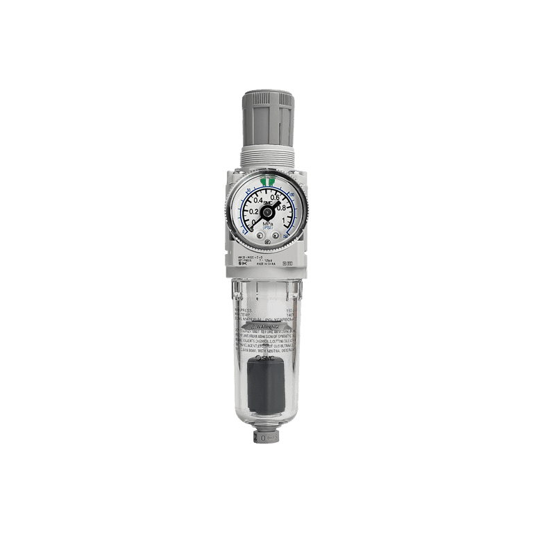 Filtro Regulador 0.05 a 0.85 MPa, 5 μm, 1/4" NPT, Purga Automática, Manómetro Vaso Policarbonato - SMC AW20-N02CG-Z-D - 442210