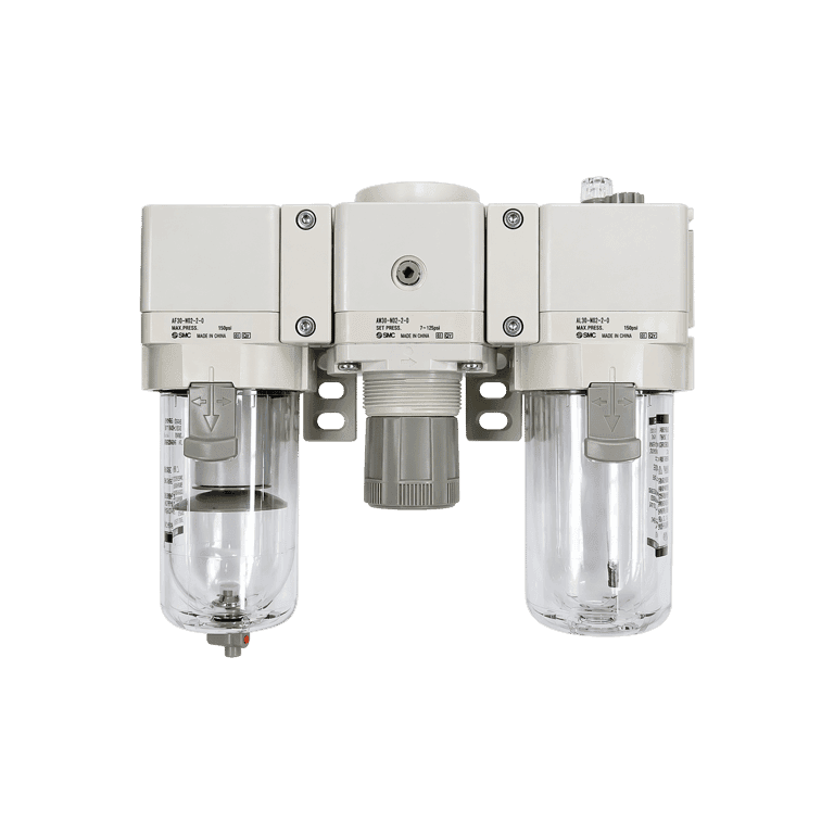 Unidad de Mantenimiento FRL 3 Módulos 0.05 - 0.85 MPa, 5 μm 1/2" NPT Purga Automática, Vaso Policarbonato - SMC AC40-N04-Z-D - 375170