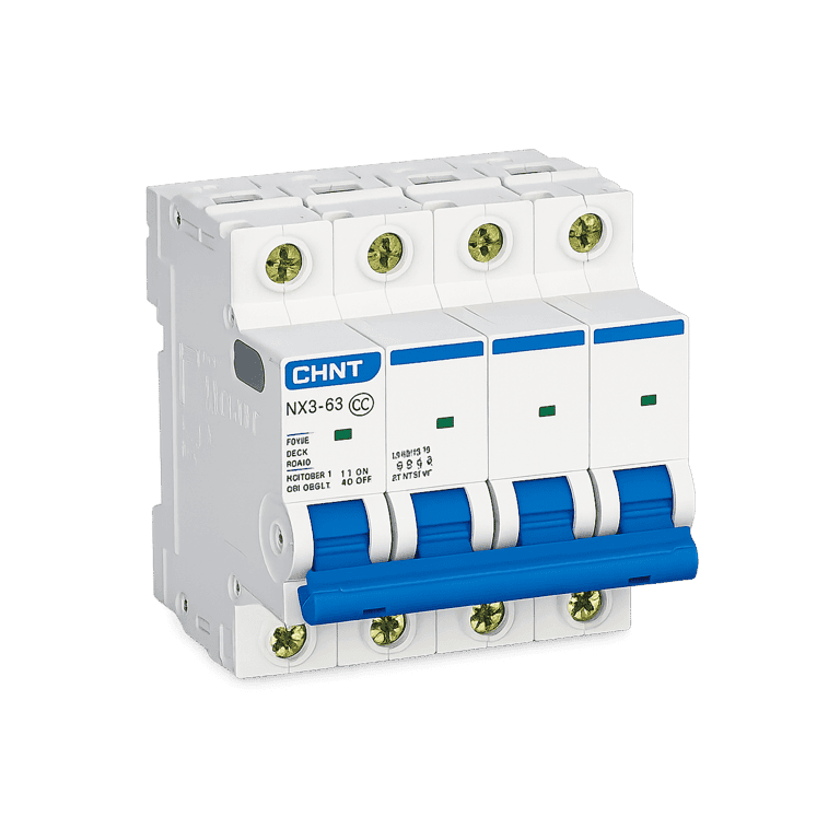 Interruptor Termomagnético Riel Din 4 Polos 40 Amper Curva C 6 kA - Chint NXB-63 4P C40 - 814252