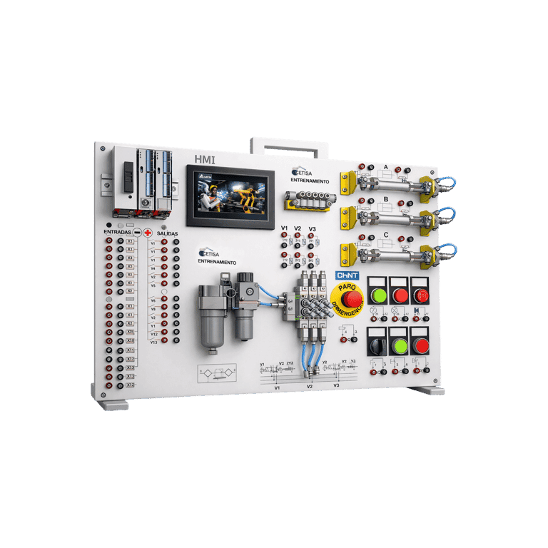KIT Módulo de Entrenamiento Electroneumática PLC, HMI, Neumática Aplicada, 16 DI, 14 DO STARTER KIT -  CEITSA
