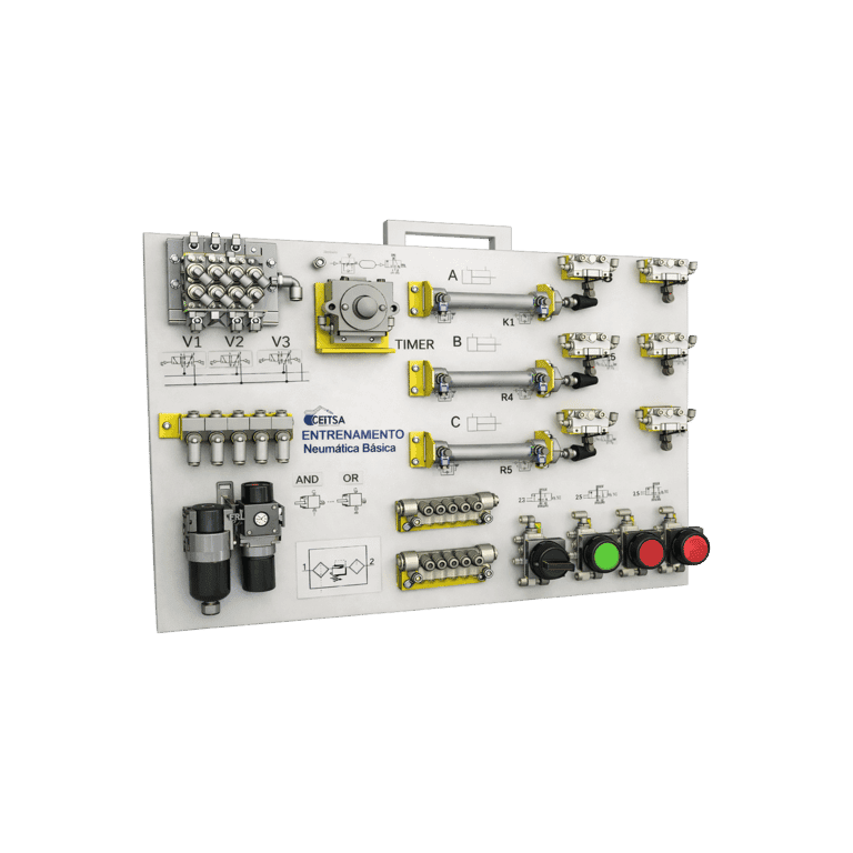 KIT Módulo de Entrenamiento Neumática Básica Aplicada PLC, HMI - CEITSA