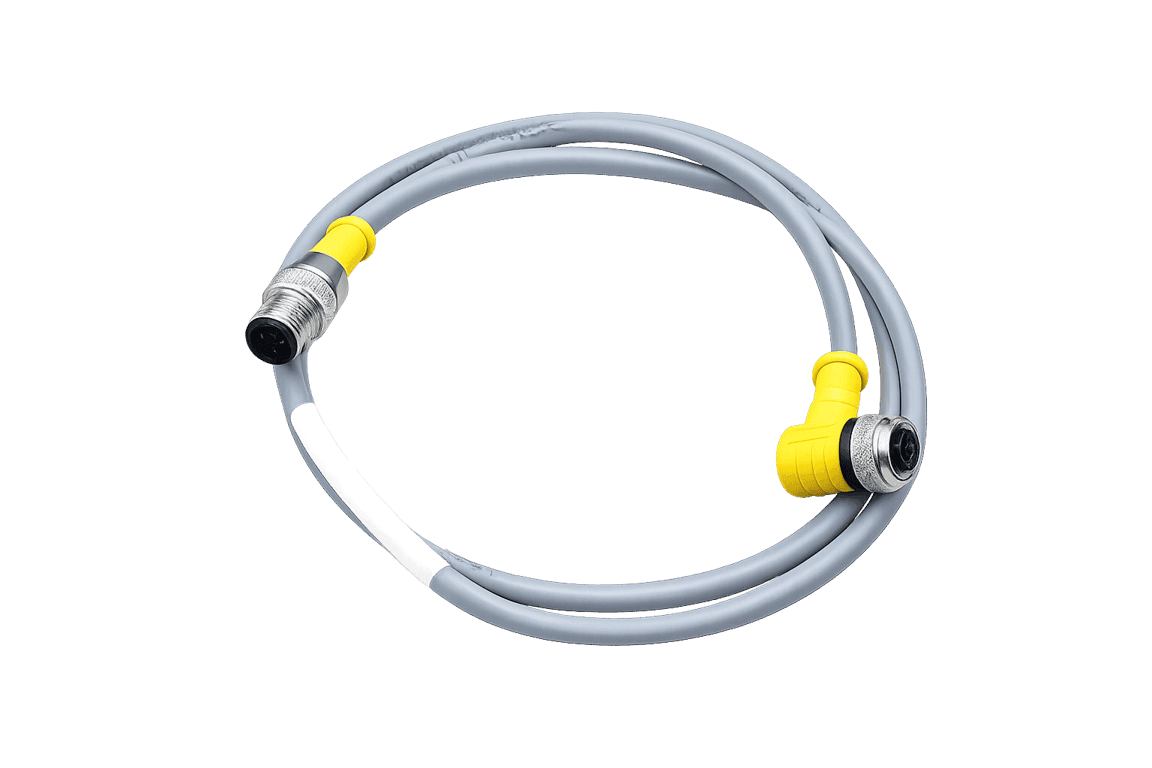 Cable para actuador y sensor de 0.2 m, conector hembra M12 de 4 polos acodado a 90° a conector macho M12 de 4 polos recto - Turck - WK4.4T-0.2-RS 4.4T-PROYECTOS - U2441-11