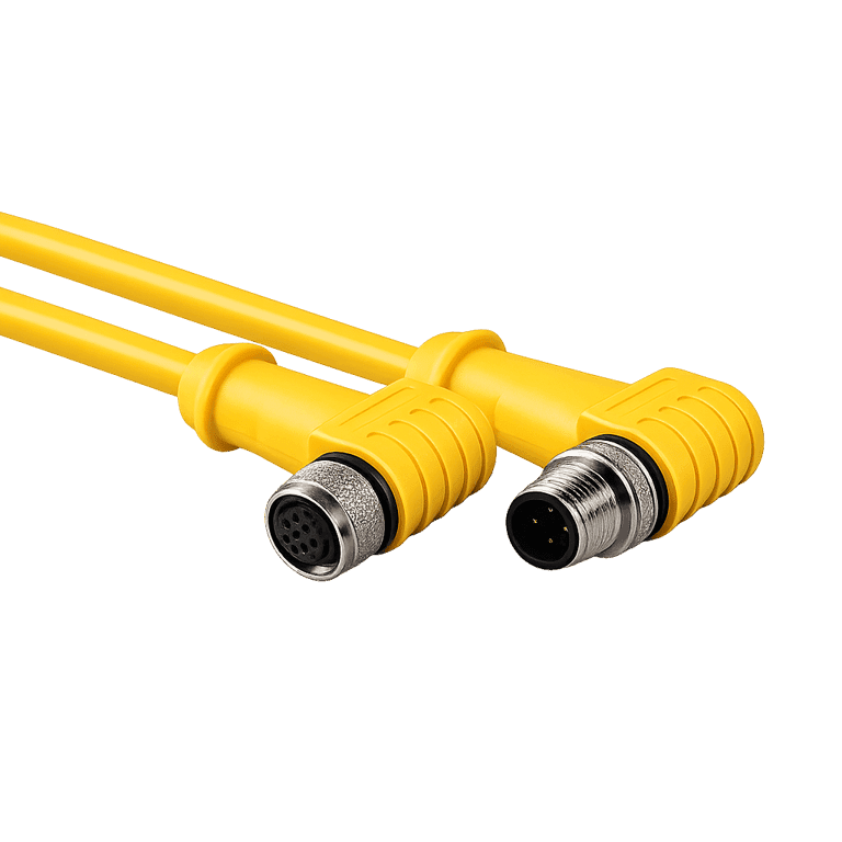 Cable para actuador y sensor de 1 m, conector hembra M12 de 4 polos acodado a 90° a conector macho M12 de 4 polos acodado a 90°, versión Washdown - Turck - WKCV 4.4T-1-WSCV 4.4T-PROYECTOS - U-12172