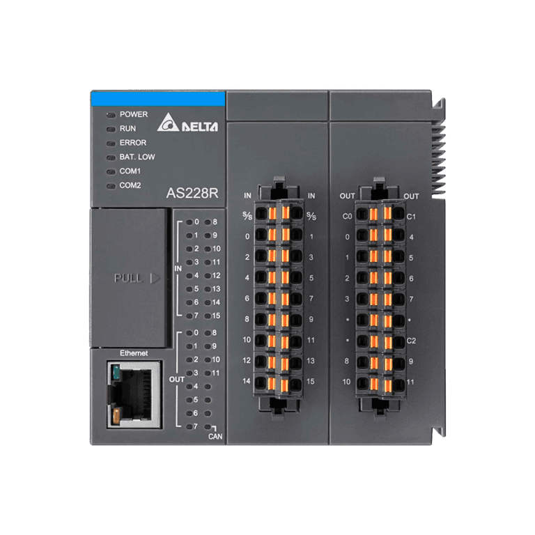 Controlador Lógico Programable PLC 24 VCD, 16 DI, 12 DO (Relevador), Ethernet & RS485 - Delta AS228R-A 