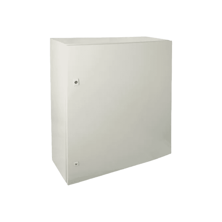 Gabinete metálico 1000 x 1000 x 300mm, Acero Gris RAL 7032, IP65, NEMA 12 con Llave, Placa de Montaje - DE101030 Derrant