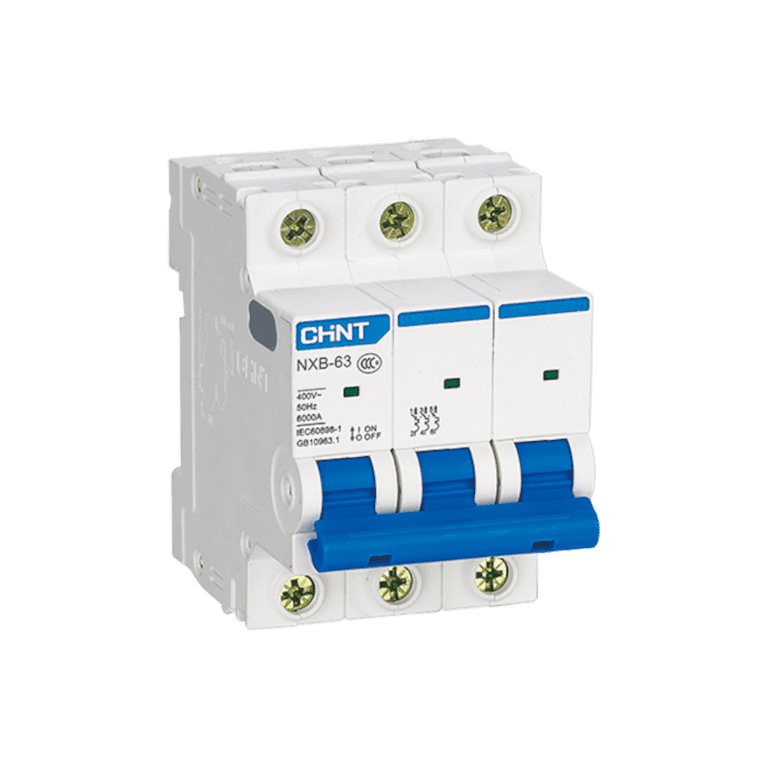 Interruptor Termomagnético Riel Din 3 Polos 3 Amperes Curva C 6 kA - Chint - NXB-63 3P C3 - 814166