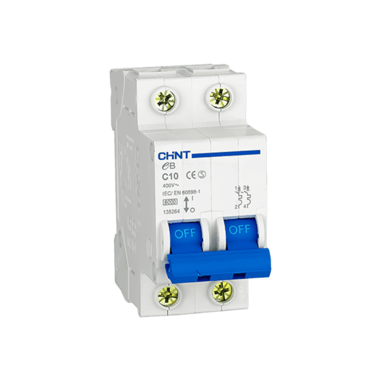 Interruptor Termomagnético Riel Din 2 Polos 16 Amperes Curva C 3 kA - Chint eB 2P C16  - 186306