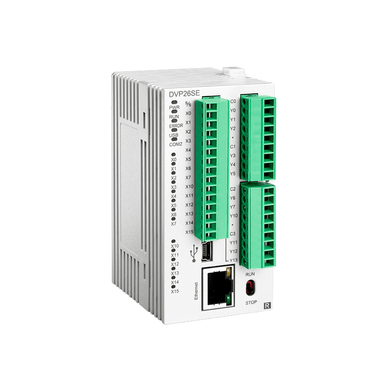 Controlador Lógico Programable PLC 14 DI, 12 DO (Relevador), Modbus & Ethernet/IP- Delta DVP26SE11R 