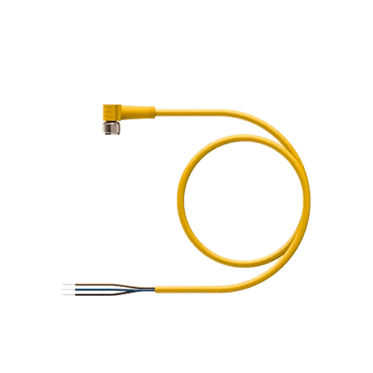 Cable Moldeado 3 Pines Hembra M8 Codo - 3 hilos, 2 metros - Turck PKW 3M-2  - U0071-0
