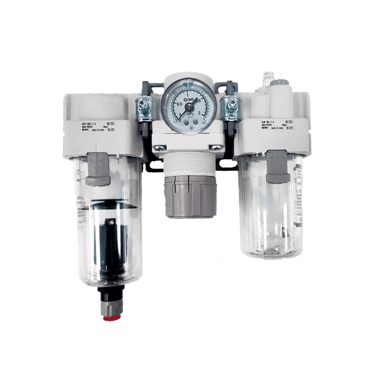 Unidad de Mantenimiento FRL 3 Módulos 5 μm 1/2" RC Purga Automática, Manómetro Vaso Policarbonato - SMC AC40-04CG-D - 375183