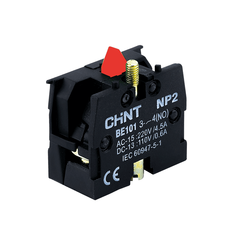 Bloque de Contactos 1 NC, Atornillable para Circuito de Control montaje ø 22 mm, IP40 - Chint NP2-BE102 - 576842
