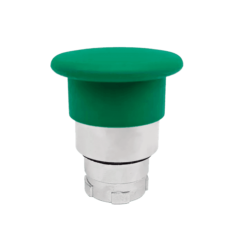 Cabeza de Botón Hongo Momentáneo Metálico Verde cabeza ø 40 mm, montaje ø 22 mm, NP2 metálico - Chint NP2-BC3 - 575798