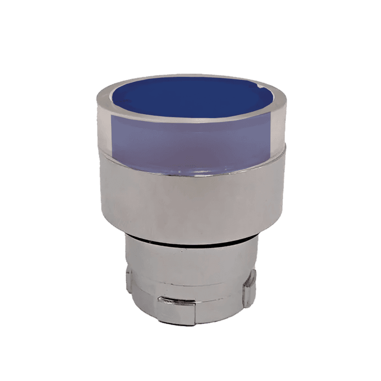 Cabeza de Pulsador Iluminado Momentáneo Metálico Azul Rasante montaje ø 22 mm - Chint NP2-BW36 - 575415 