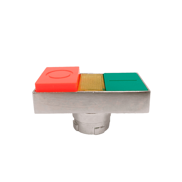 Cabeza de Pulsador Doble Momentáneo Iluminado Metálico Rojo Saliente, Verde Rasante Luminoso Chit NP2-BW84 - 574211 