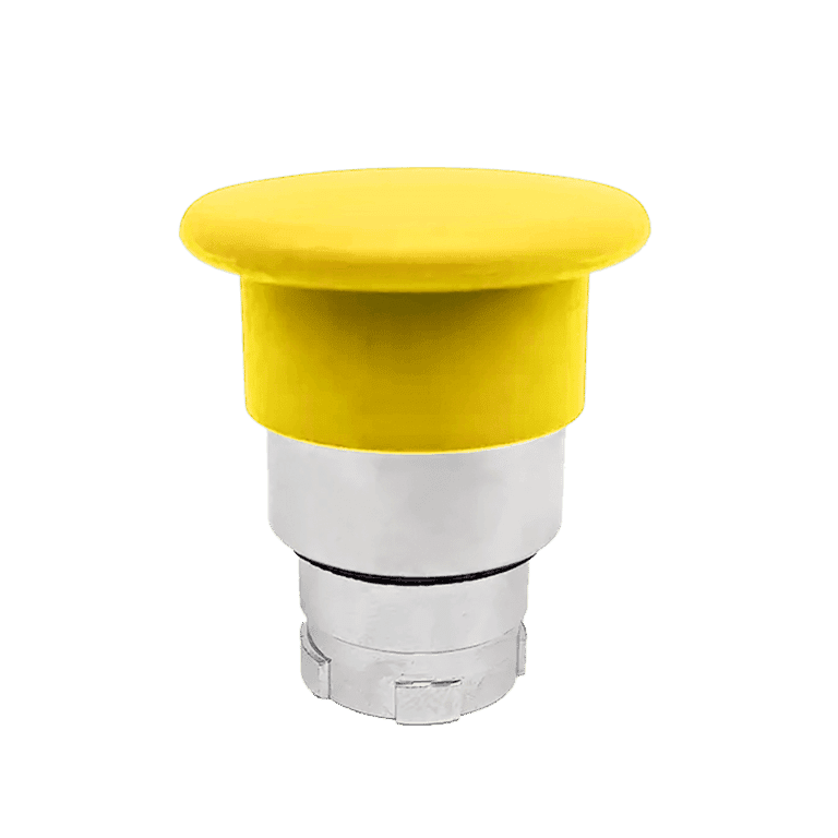 Cabeza de Botón Hongo Momentáneo Metálico Amarillo  ø 40 mm, montaje ø 22 mm, NP2 metálico - Chint NP2-BC5 - 575802