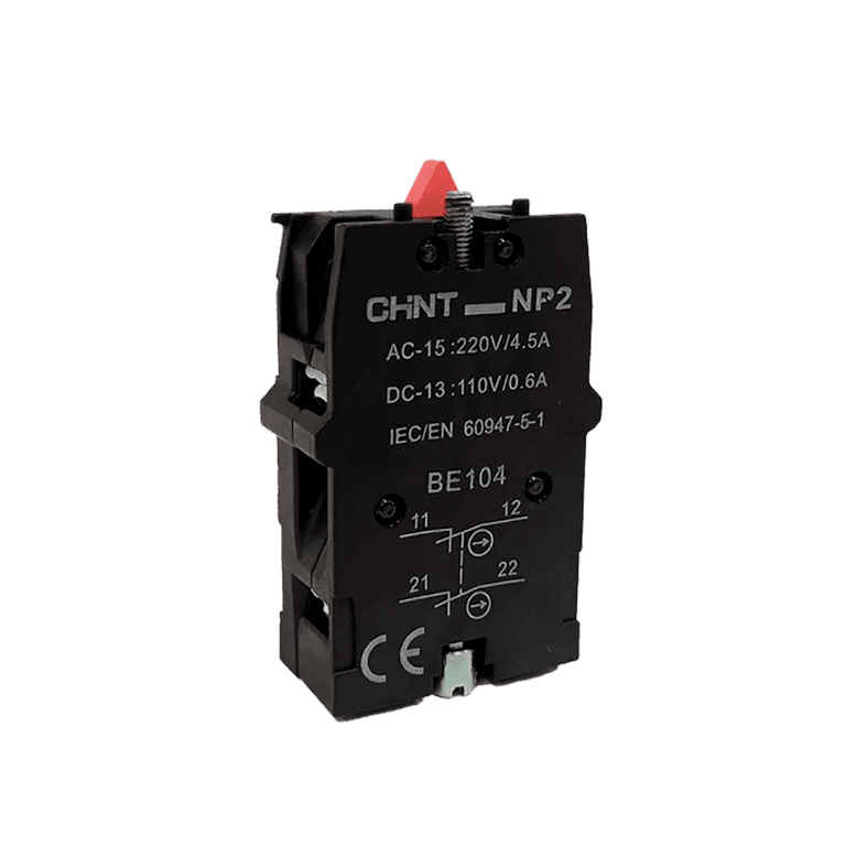 Bloque de Contactos Doble 2 NC, Atornillable para Circuito de Control montaje ø 22 mm, IP40 - Chint 683973 - NP2-BE104