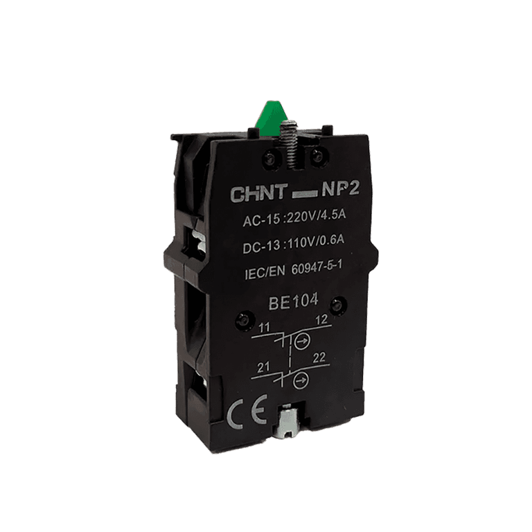 Bloque de Contactos Doble 2 NO, Atornillable para Circuito de Control montaje ø 22 mm, IP40 Chint - 683975 - NP2-BE103