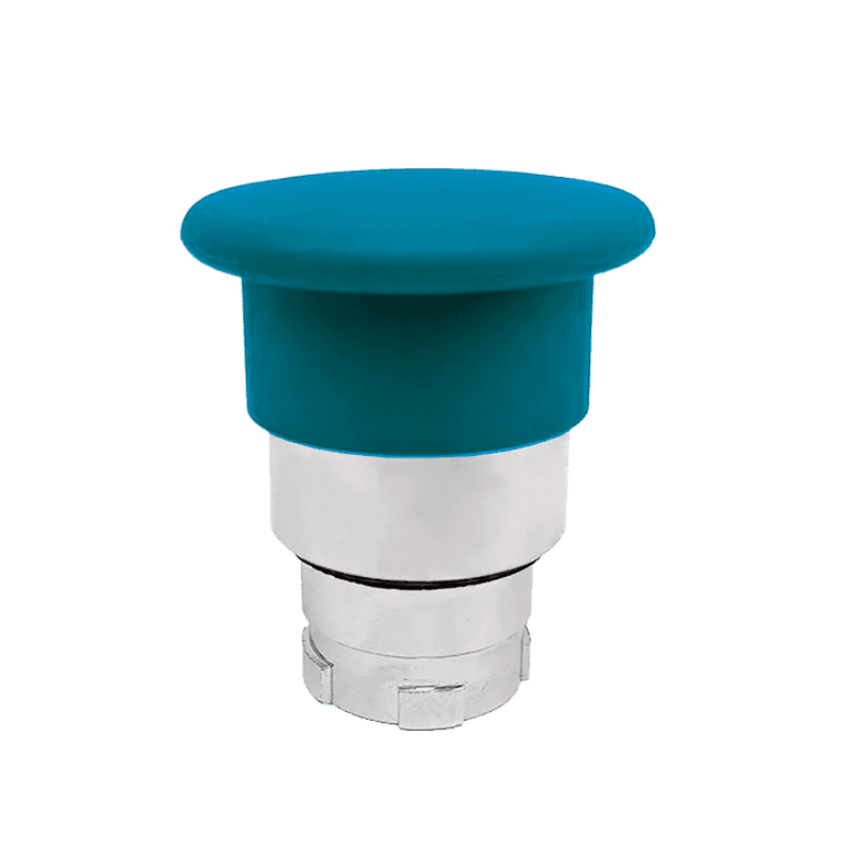Cabeza de Botón Hongo Momentáneo Metálico Azul cabeza ø 40 mm, montaje ø 22 mm, NP2 metálico - Chint NP2-BC6 - 575804