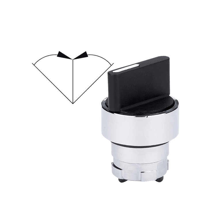 Cabeza de Selector 3 Posiciones con Retorno al centro Metálico Maneta Corta Negro montaje ø 22 mm - CHINT - NP2-BD5 - 575811